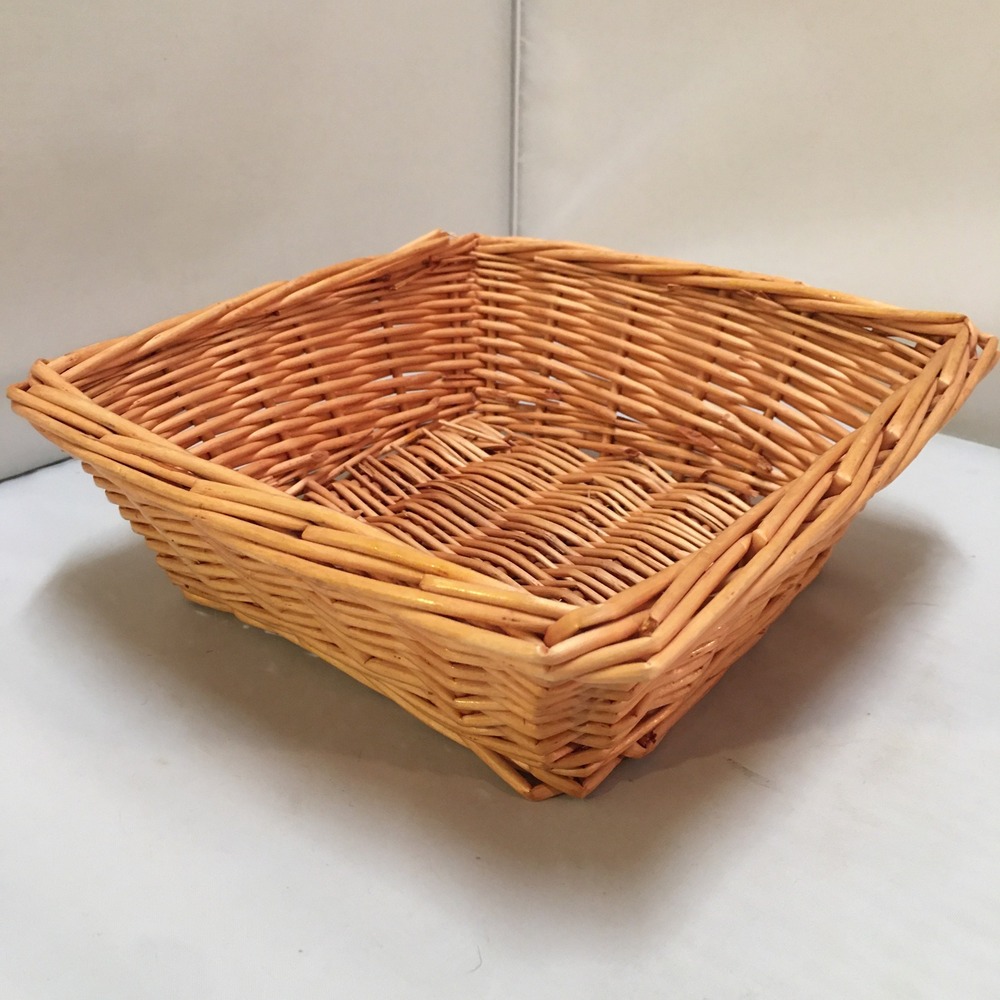 Woven Wicker Basket Home Decor 8x8‎ Brown Square Tapered Cottagecore Bohemian